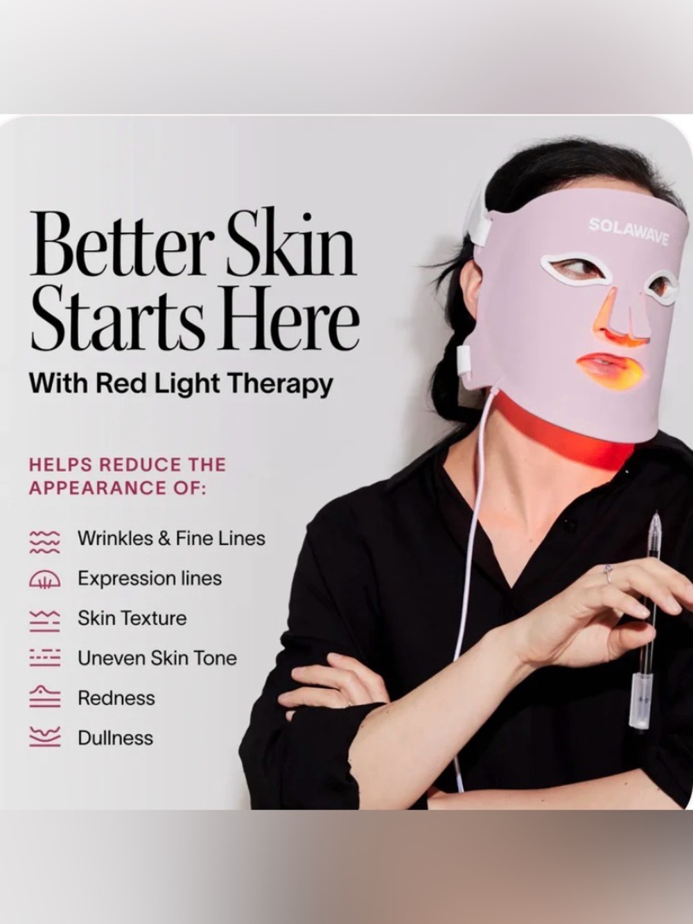 Pink Red Light Therapy LED Face Mask and Declotte for Women new